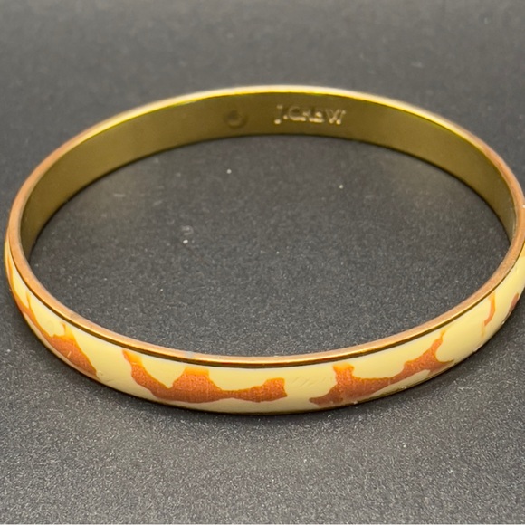 Vintage J.Crew Cream & Orange Enamel Bangle Bracelet - Gold-Tone - RARE!  🦒 💛 - Picture 5 of 6
